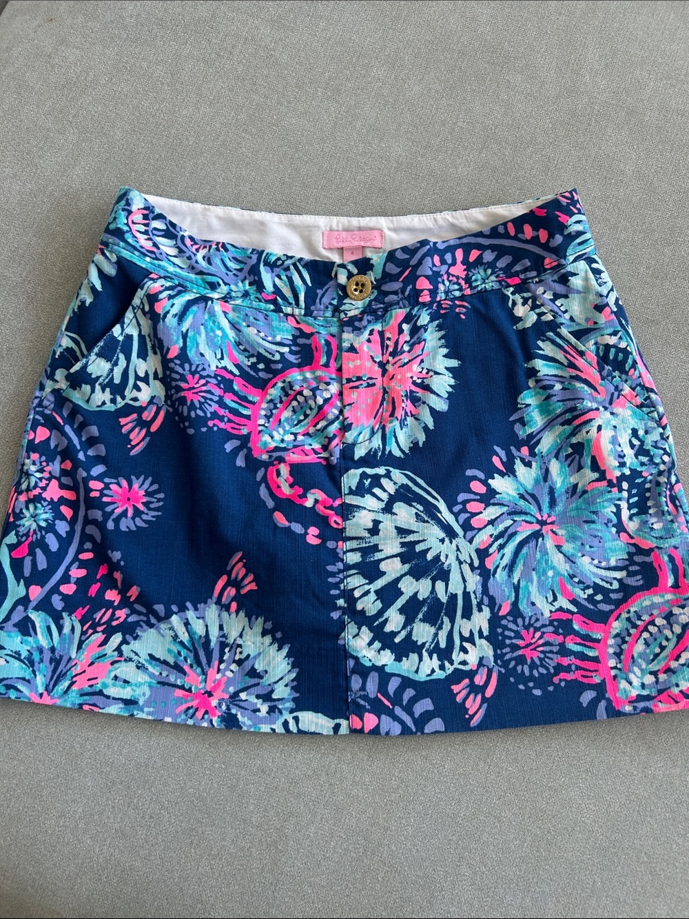 Lilly Pulitzer Callahan Skort You Gotta Regatta Navy Pink Size 4 Resort Preppy